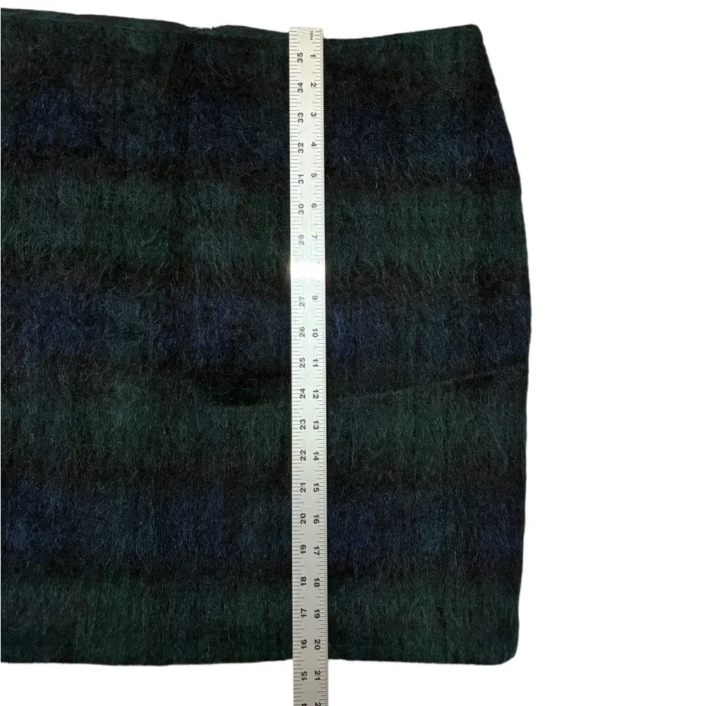 Talbots Wool/Mohair Plaid Skirt, Size 14 Petite, Navy & Green, Fully Lined, EUC